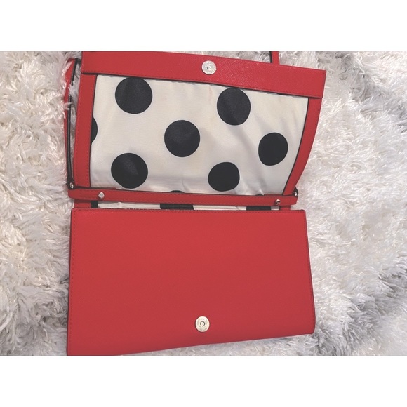 Gently used leather red kate spade purse with black/white polka dot lining - Picture 3 of 3